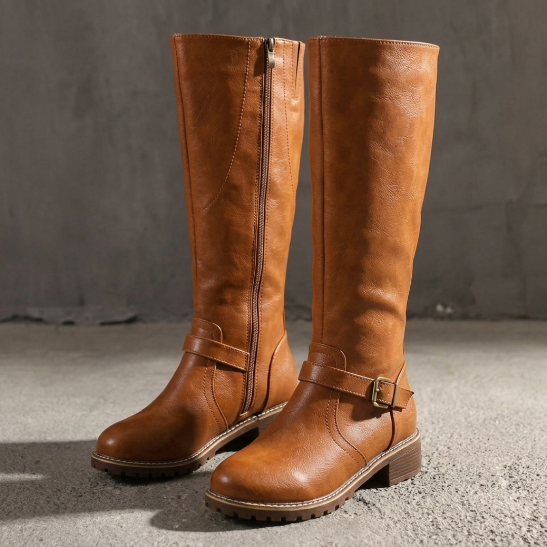 Eleanor - Knee-high buckle boots with timeless everyday elegance