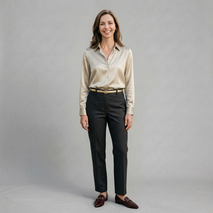 Celeste - Satin button blouse for timeless refined elegance