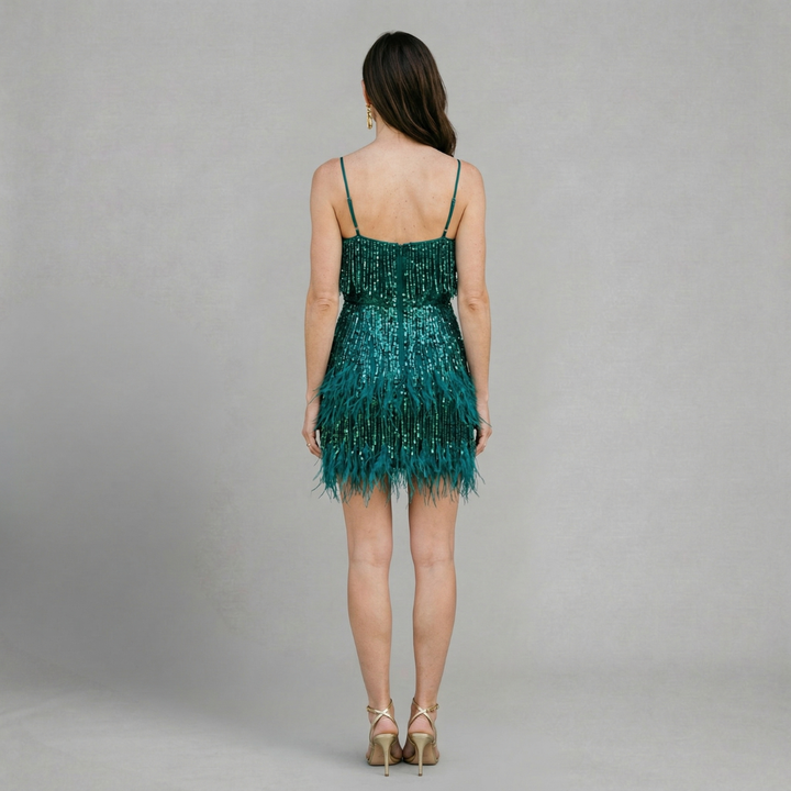Savannah - Glamorous fringe party dress with sparkling finish