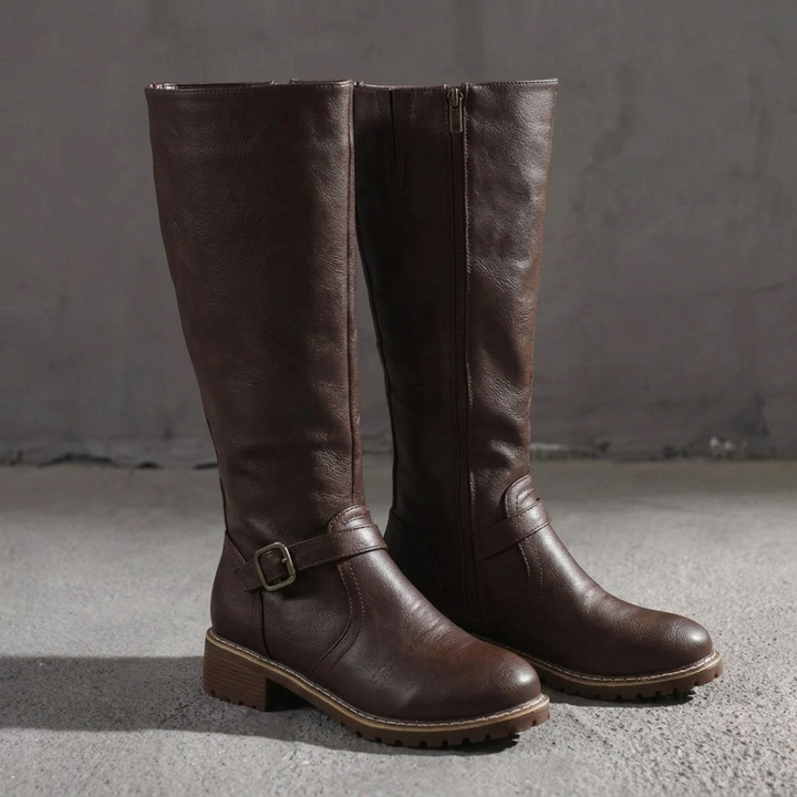 Eleanor - Knee-high buckle boots with timeless everyday elegance