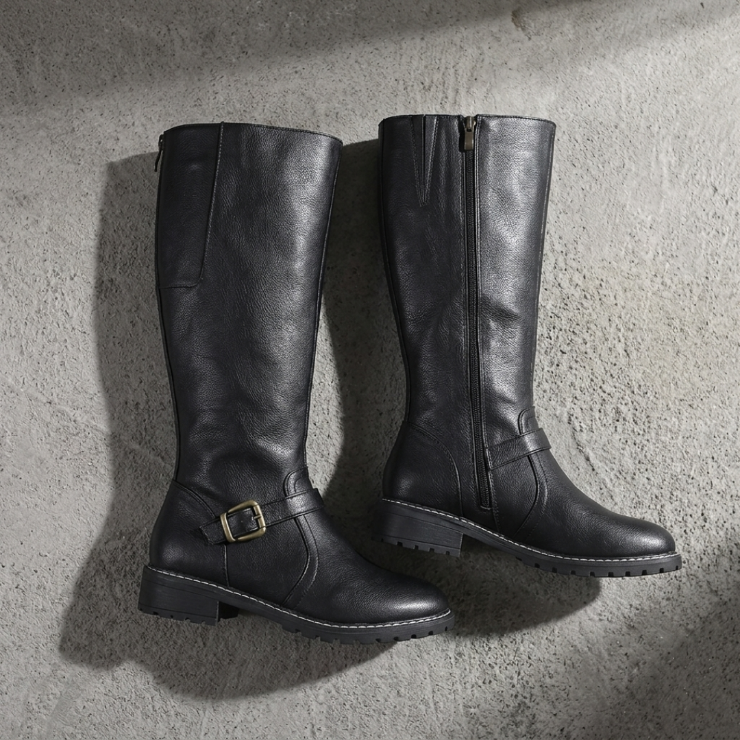 Eleanor - Knee-high buckle boots with timeless everyday elegance