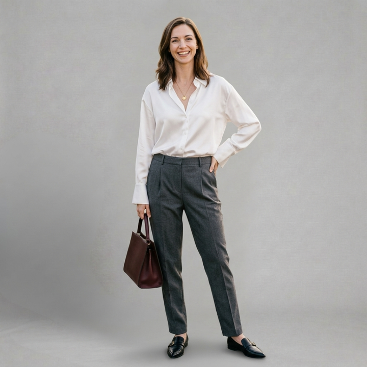 Celeste - Satin button blouse for timeless refined elegance