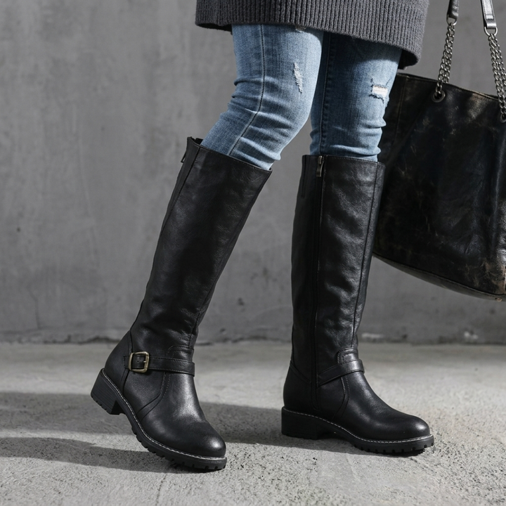 Eleanor - Knee-high buckle boots with timeless everyday elegance