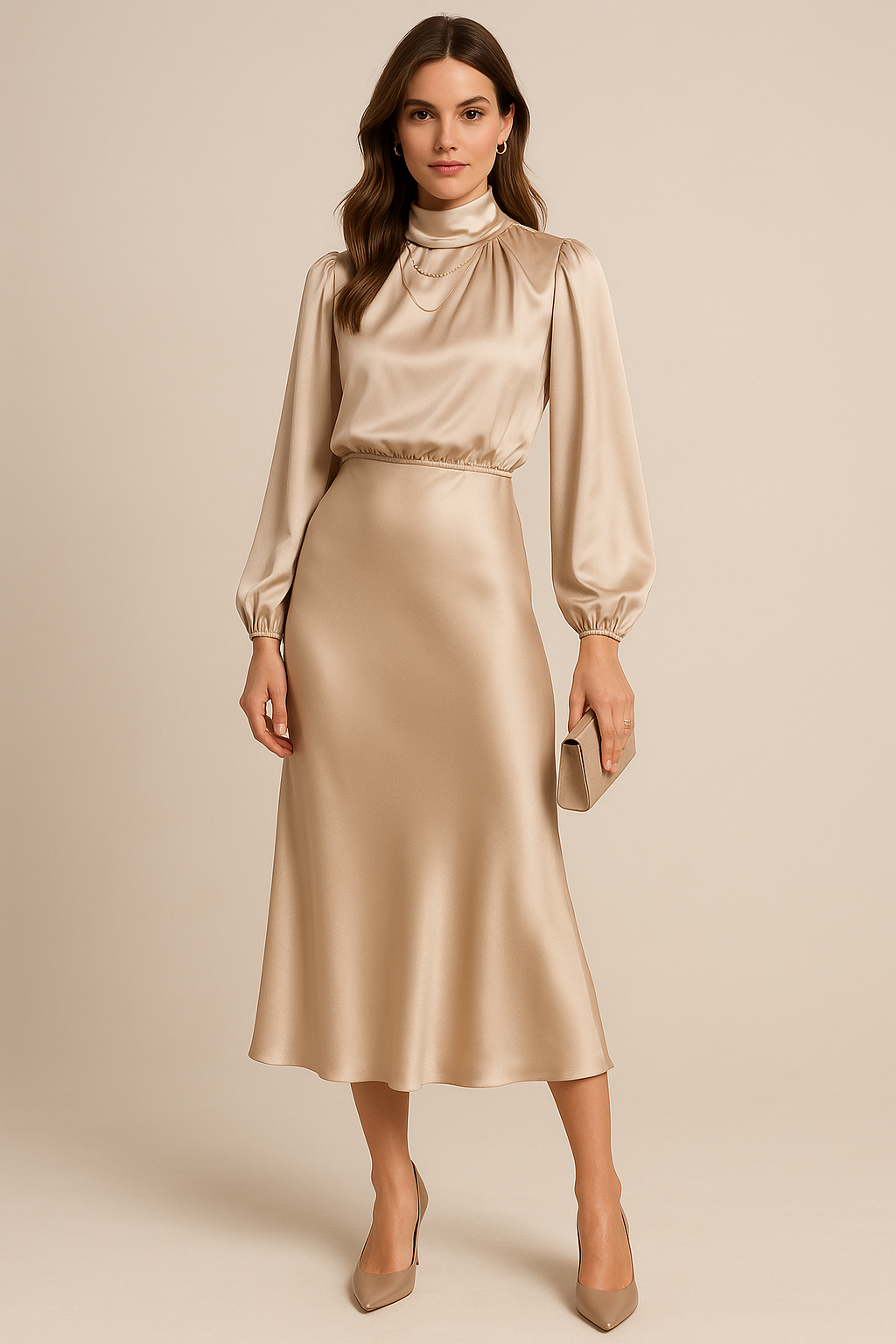 Women's High Waist Midi Dress