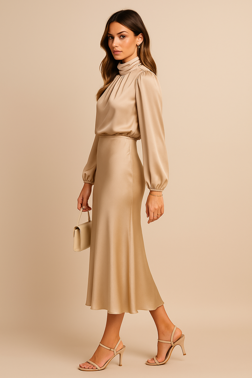 Women's High Waist Midi Dress