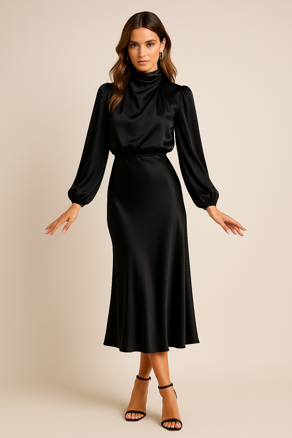 Women's High Waist Midi Dress