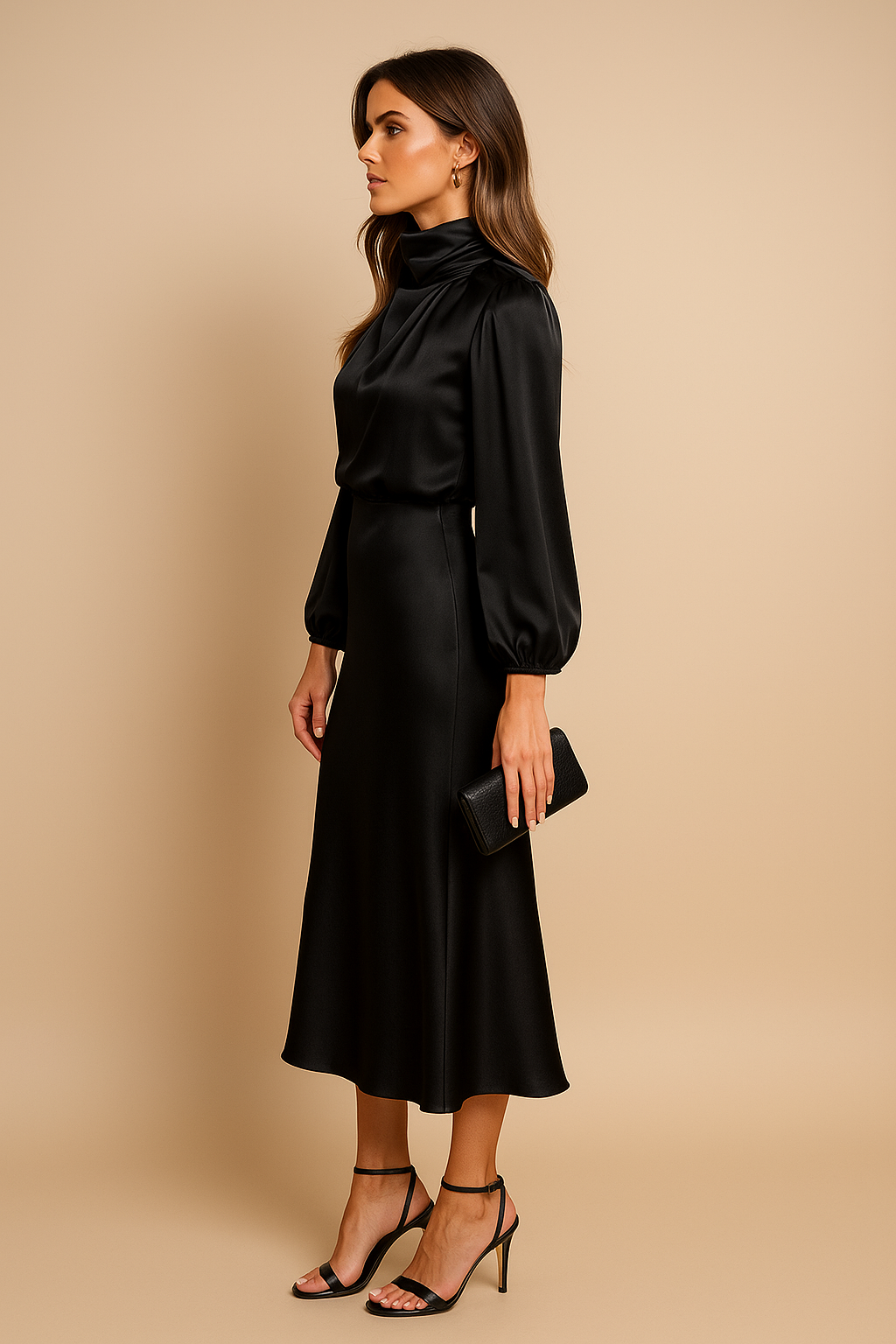 Women's High Waist Midi Dress