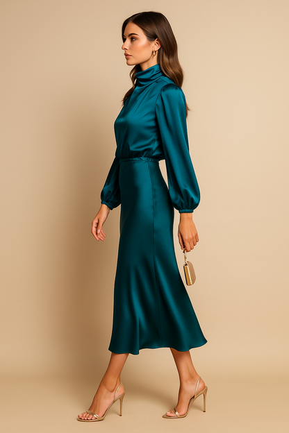 Women's High Waist Midi Dress