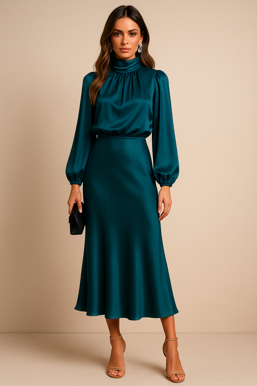 Women's High Waist Midi Dress