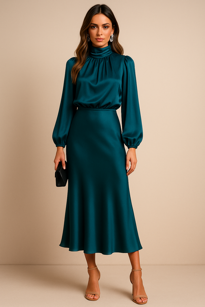 Women's High Waist Midi Dress
