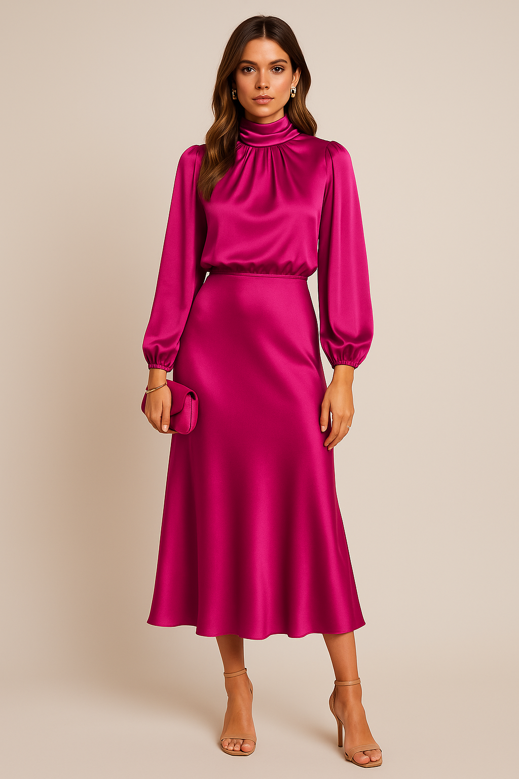 Women's High Waist Midi Dress