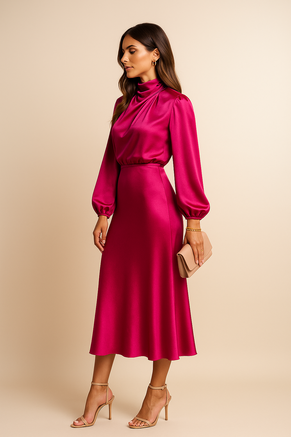 Women's High Waist Midi Dress