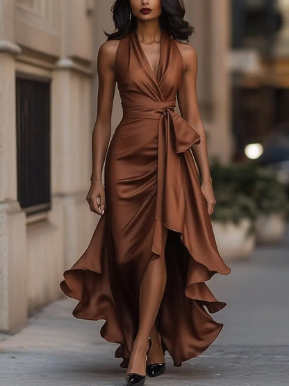 Audrey | Women's Halter Neck Cocktail Dress with Wrap Fit 11