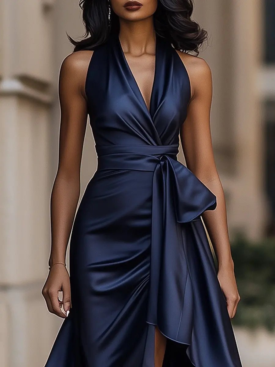 Audrey | Women's Halter Neck Cocktail Dress with Wrap Fit 3