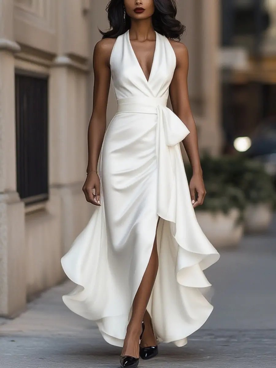 Audrey | Women's Halter Neck Cocktail Dress with Wrap Fit 7