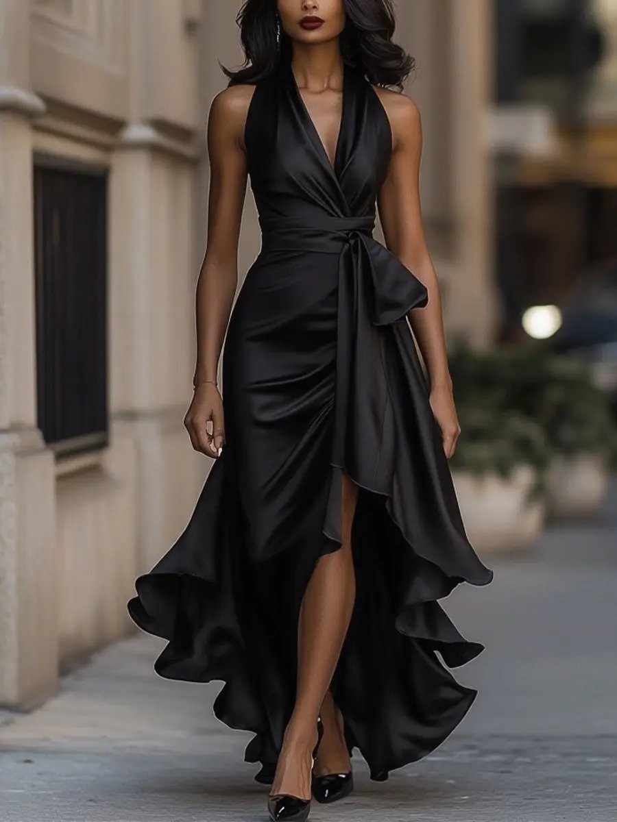 Audrey | Women's Halter Neck Cocktail Dress with Wrap Fit 9