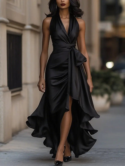 Audrey | Women's Halter Neck Cocktail Dress with Wrap Fit 9