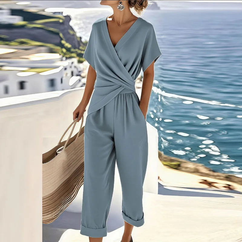 Chloe | Women's Two Piece Set with Wrap-Front Top 1