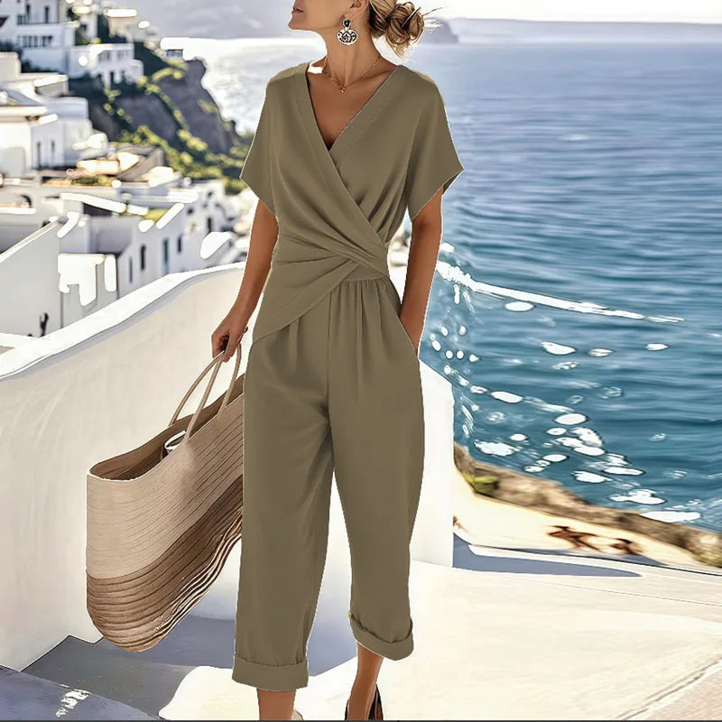 Chloe | Women's Two Piece Set with Wrap-Front Top 2