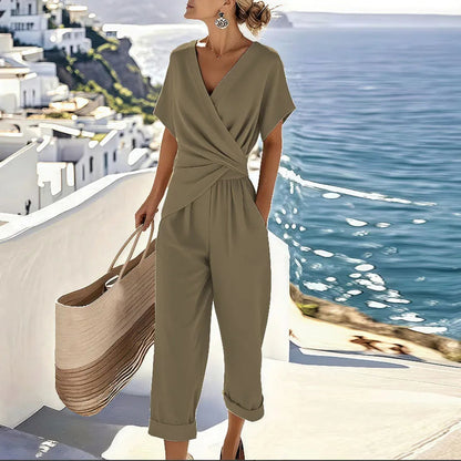 Chloe | Women's Two Piece Set with Wrap-Front Top 2