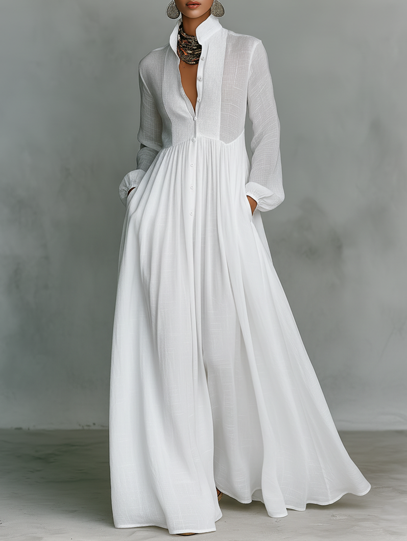 Daisy | Women's Maxi Dress High Collar Patchwork Design 0