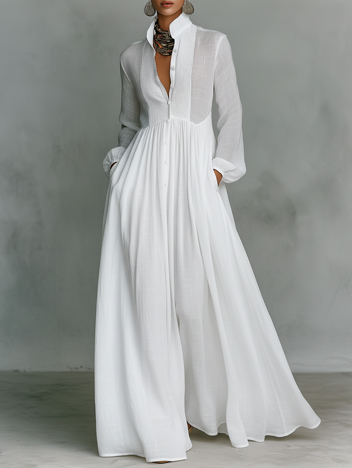 Daisy | Women's Maxi Dress High Collar Patchwork Design 0