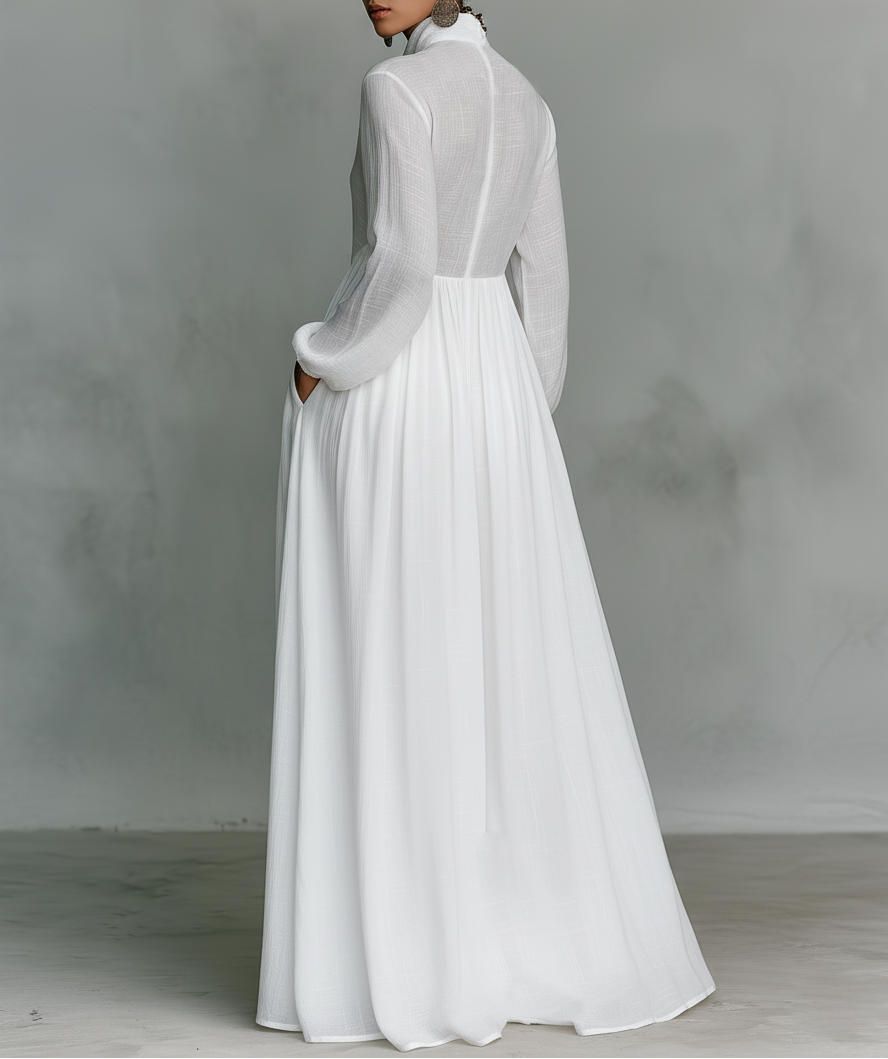 Daisy | Women's Maxi Dress High Collar Patchwork Design 1