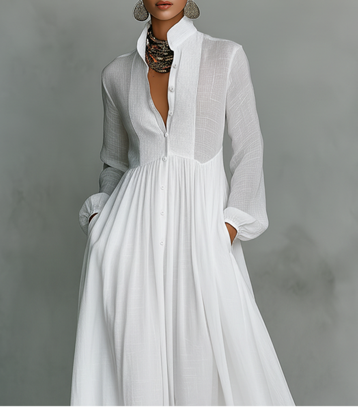 Daisy | Women's Maxi Dress High Collar Patchwork Design 2