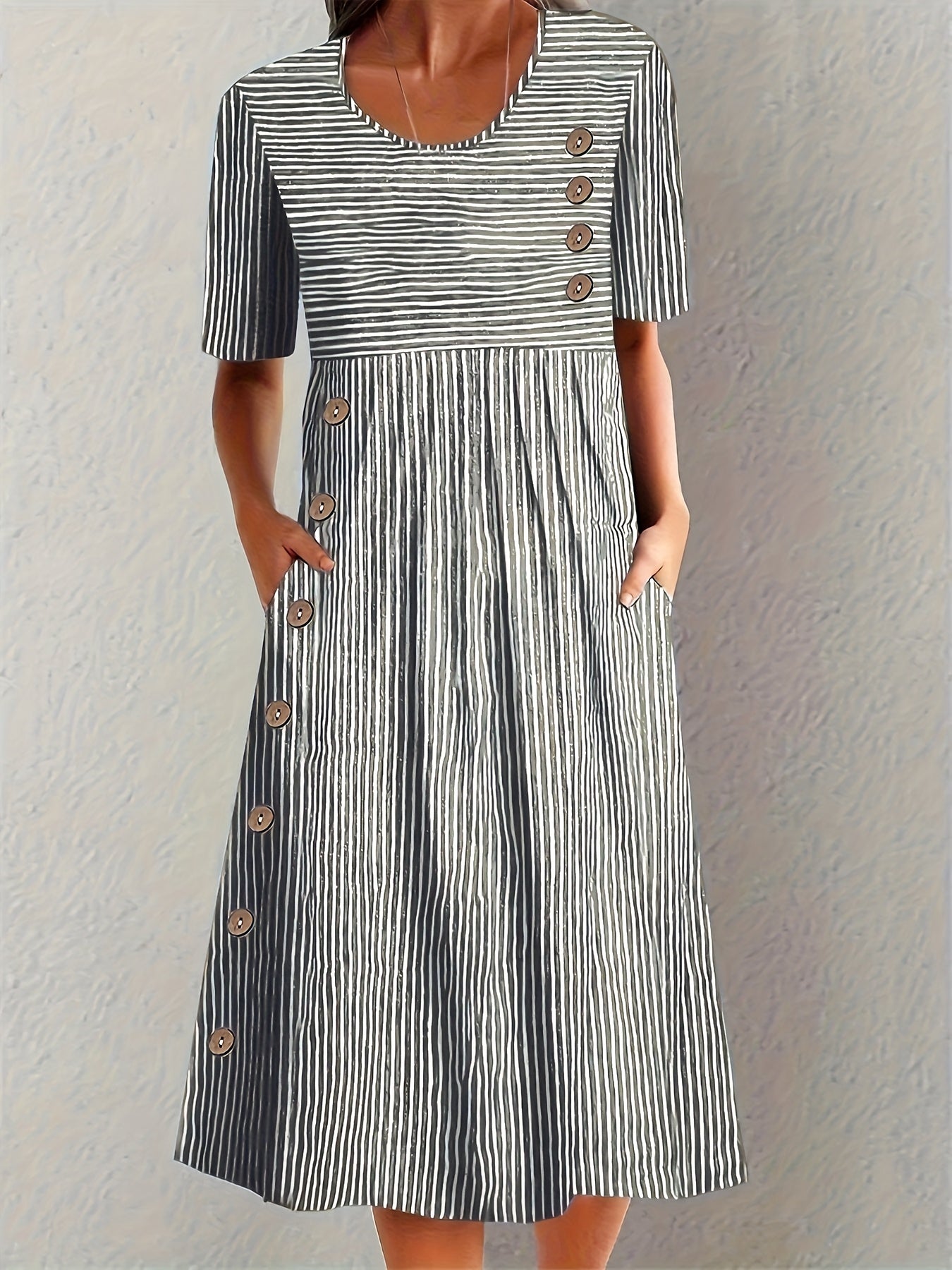 Daisy | Women's Striped Midi Dress Comfortable Fit 1