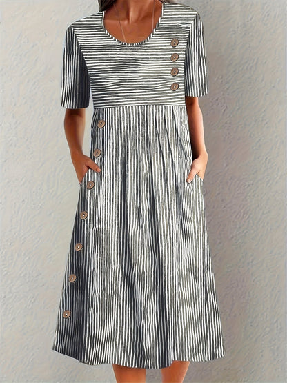 Daisy | Women's Striped Midi Dress Comfortable Fit 1