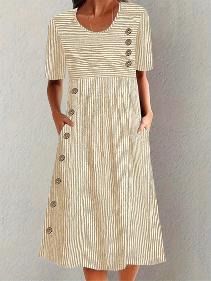 Daisy | Women's Striped Midi Dress Comfortable Fit 2