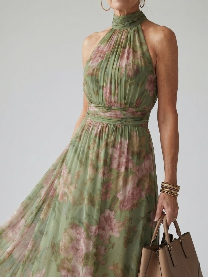Emma | Women's Gathered Halter Midi Dress 1