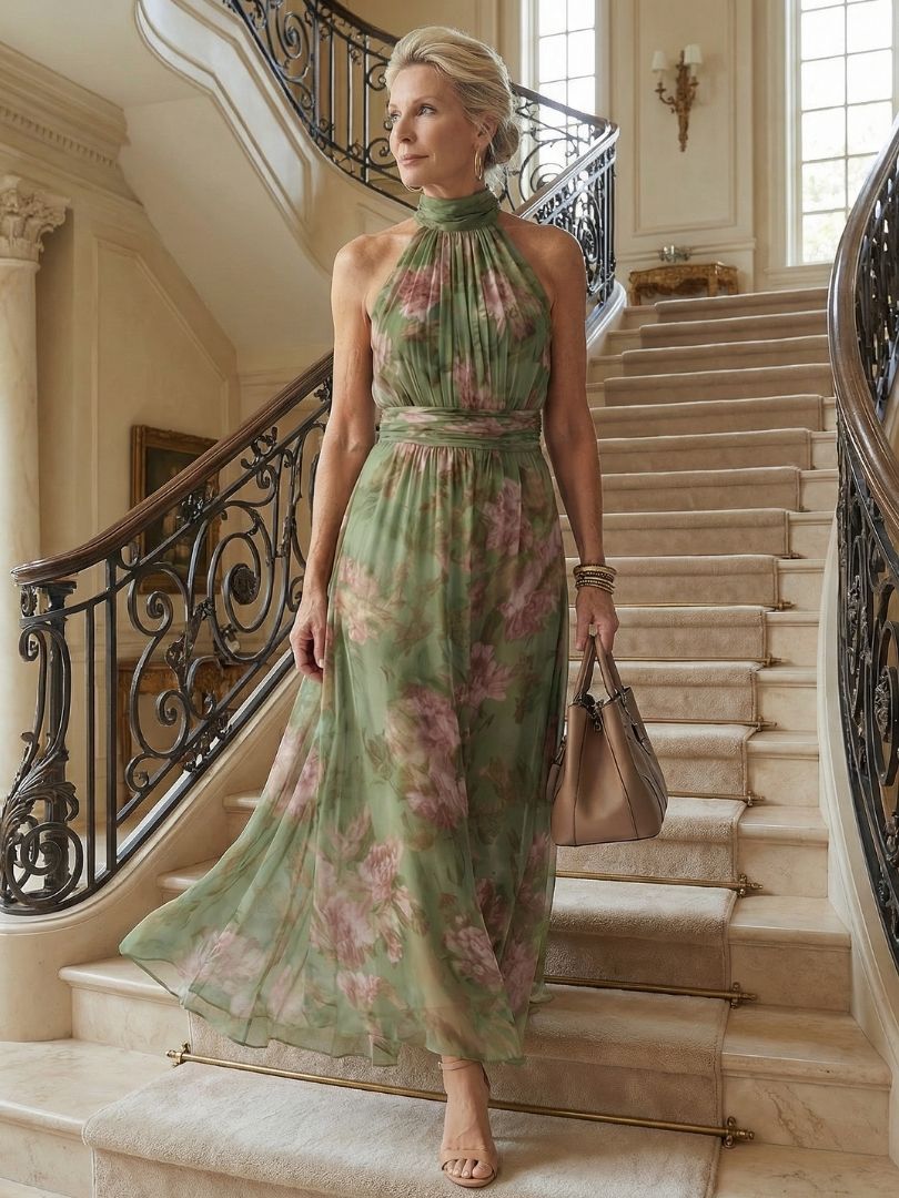 Emma | Women's Gathered Halter Midi Dress 5