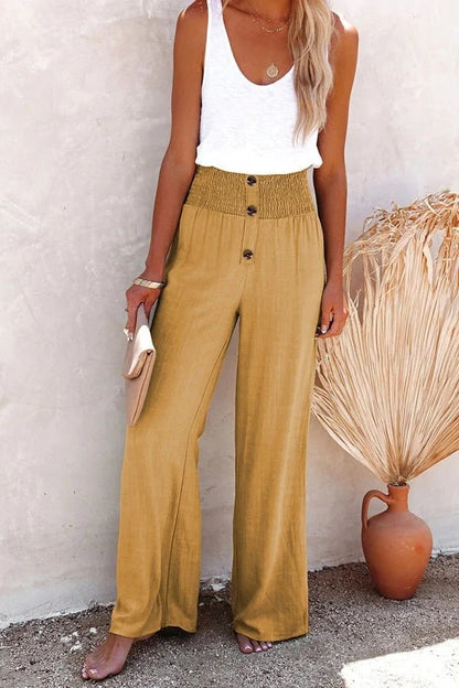 Emma | Women's High-Waisted Trousers with Button Accents 8