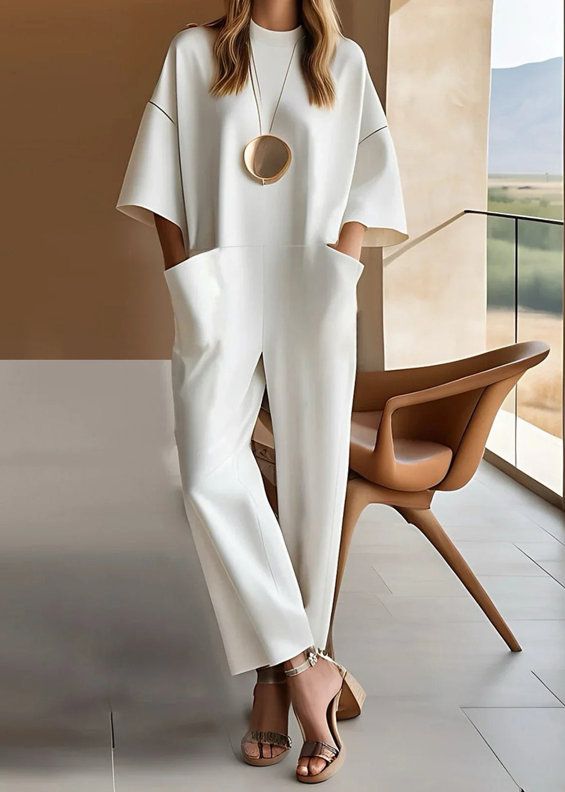 Emma | Women's Jumpsuit with Short Sleeves and Relaxed Fit 0