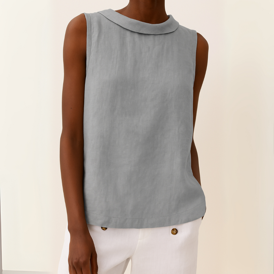Emma | Women's Sleeveless Roll Collar Top 0