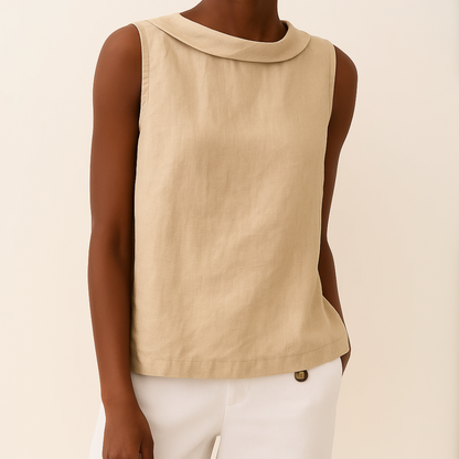 Emma | Women's Sleeveless Roll Collar Top 2