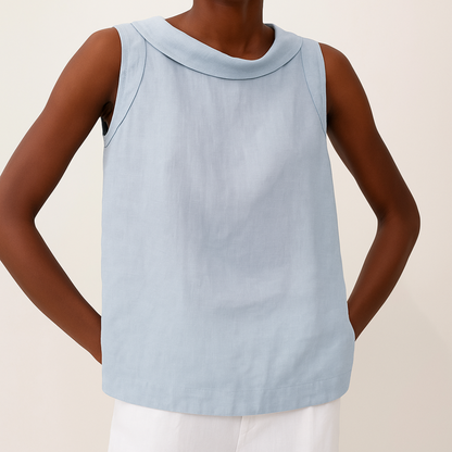 Emma | Women's Sleeveless Roll Collar Top 4