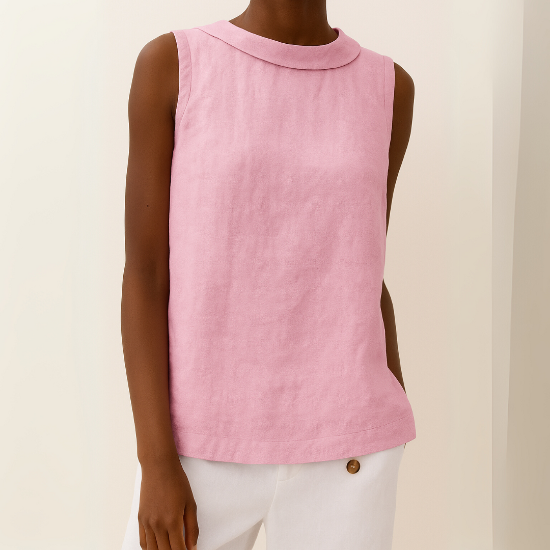 Emma | Women's Sleeveless Roll Collar Top 6