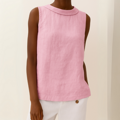 Emma | Women's Sleeveless Roll Collar Top 6
