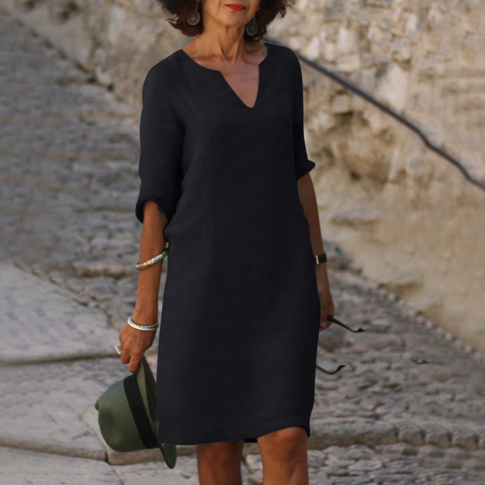 Emma | Women's V-Neck Knee-Length Dress 1