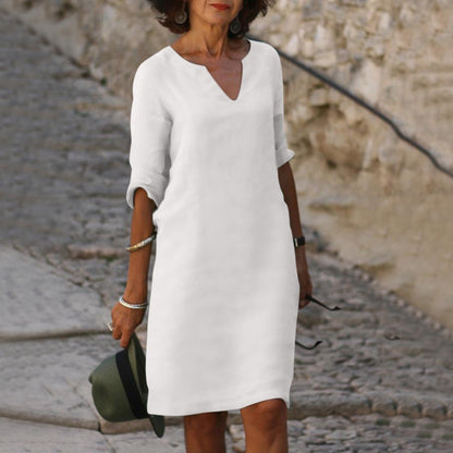 Emma | Women's V-Neck Knee-Length Dress 10