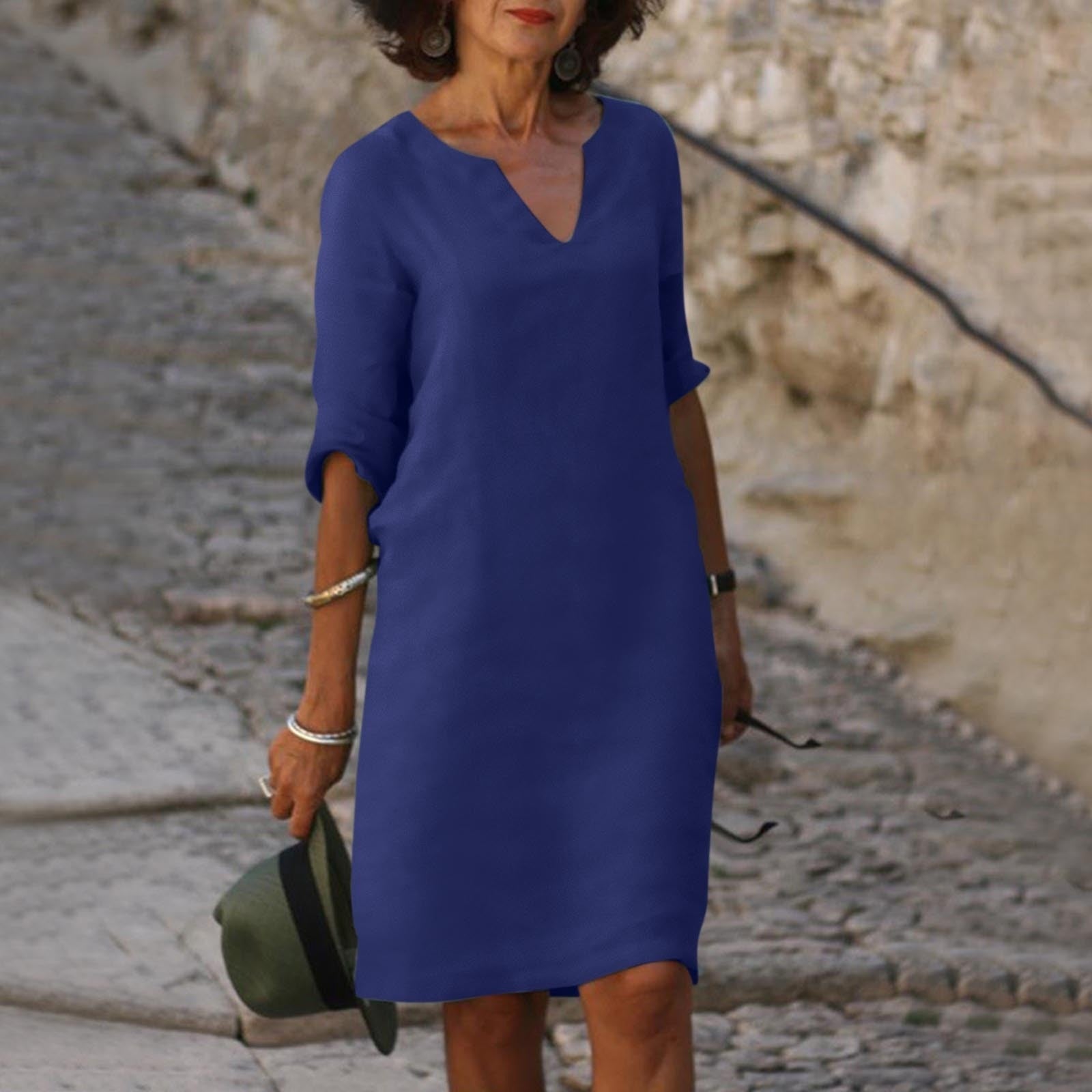 Emma | Women's V-Neck Knee-Length Dress 12