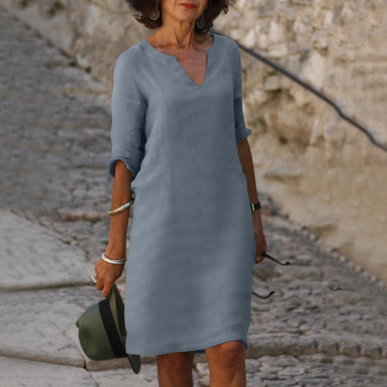 Emma | Women's V-Neck Knee-Length Dress 2
