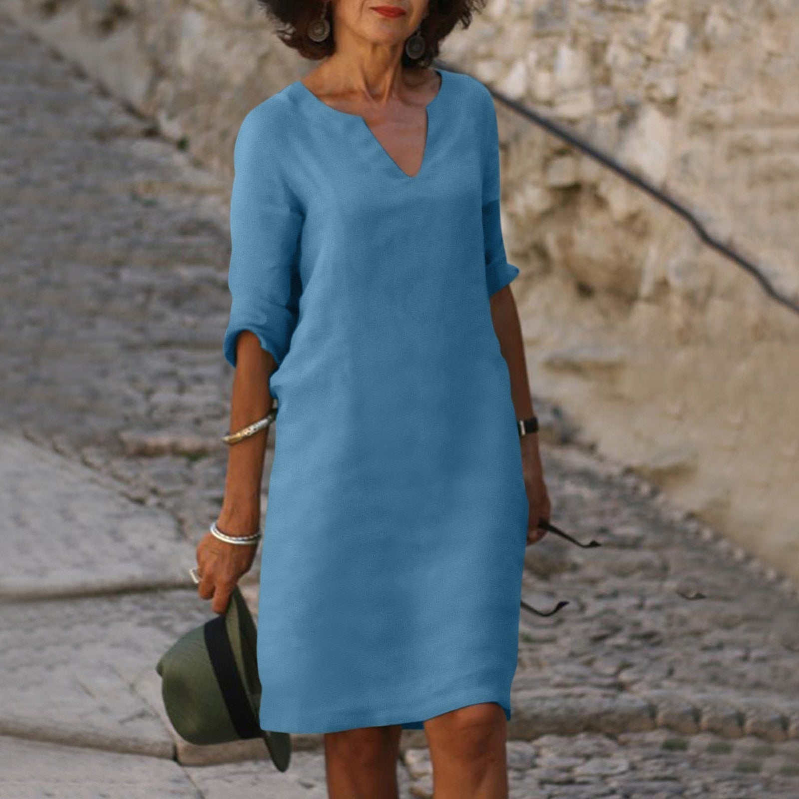 Emma | Women's V-Neck Knee-Length Dress 6