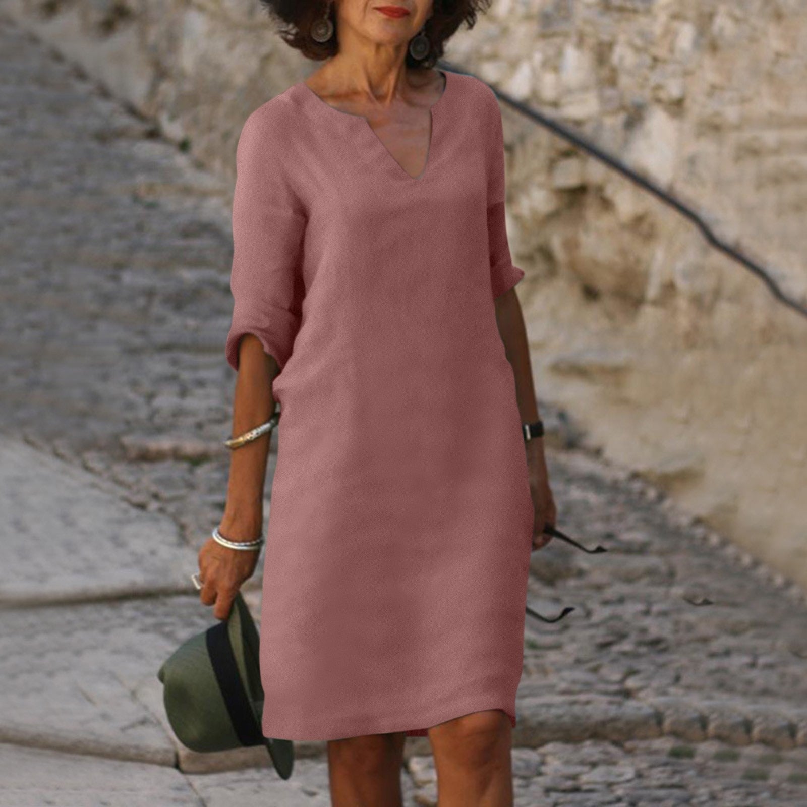 Emma | Women's V-Neck Knee-Length Dress 8