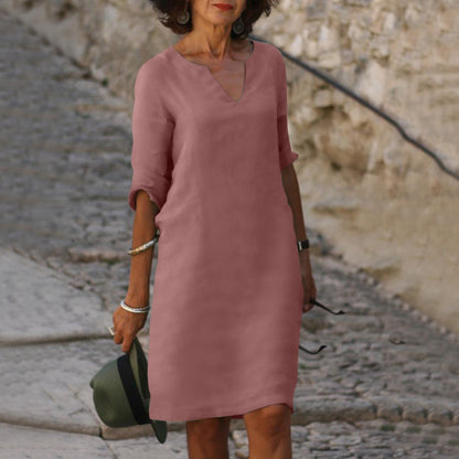 Emma | Women's V-Neck Knee-Length Dress 8