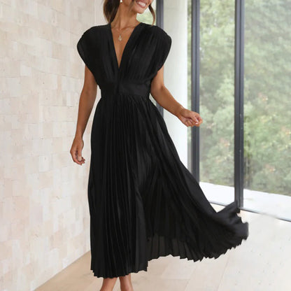 Grace | Women's Pleated Midi Dress with V-Neck 3