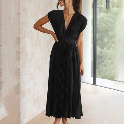 Grace | Women's Pleated Midi Dress with V-Neck 5