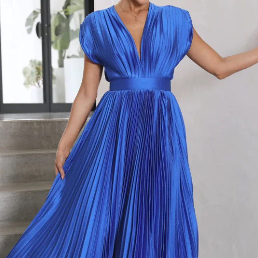 Grace | Women's Pleated Midi Dress with V-Neck 8